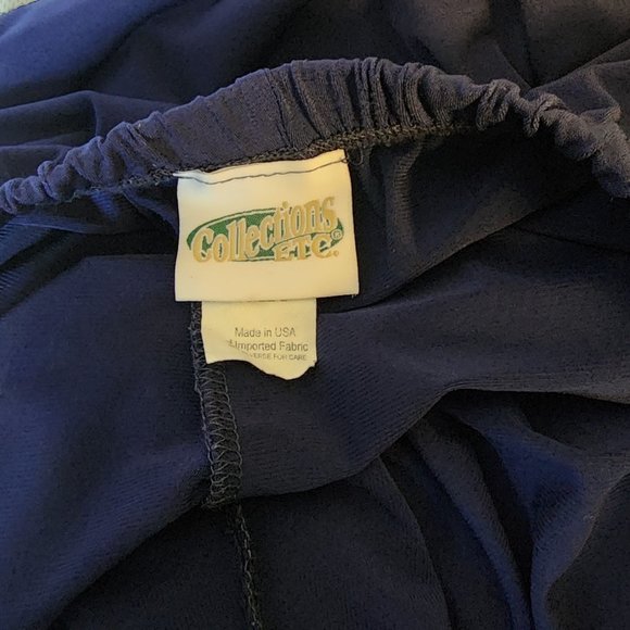 Women's Collection's Etc. Size Large Navy Wide Leg Elastic Waist Pull-on Pants - Picture 7 of 11